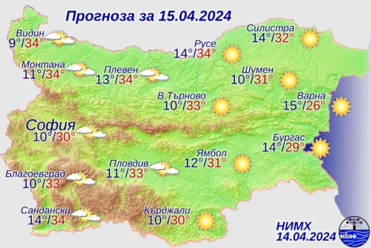В понеделник – температурни рекорди, след това – градушки